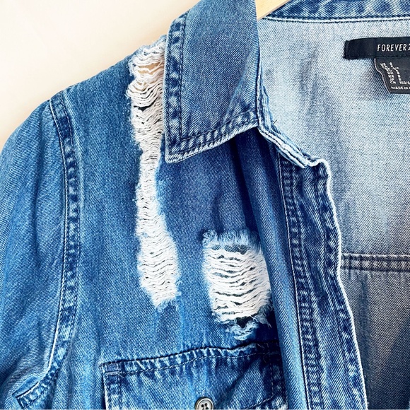 Distressed Denim Jean Jacket - Picture 2 of 5